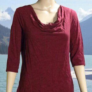 Burgundy Red Cowl Neck Tunic Top